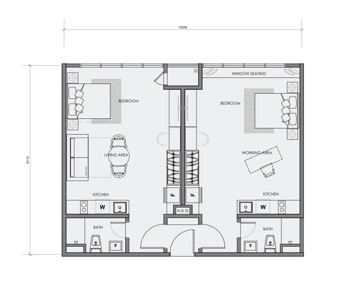 Example dual-key floor plan with two living zones