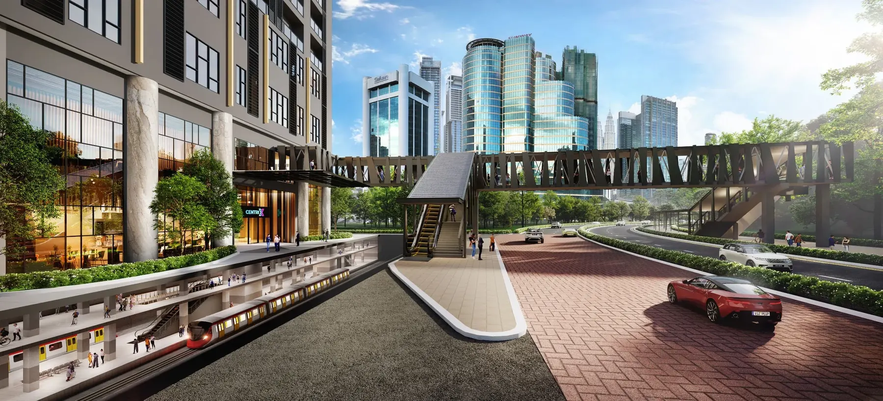 Integrated pedestrian connection above Dang Wangi LRT Station