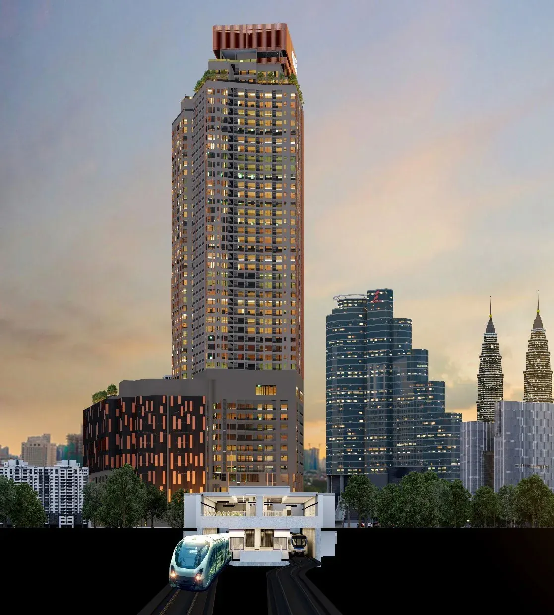 Centrix KLCC tower in the Kuala Lumpur skyline